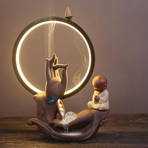 Brûleur d'encens à reflux de main de <span class=keywords><strong>bouddha</strong></span> de sable violet avec lampe Zen support de brûleur d'encens de cascade pour l'aromathérapie intérieure du ménage - Product Image 2