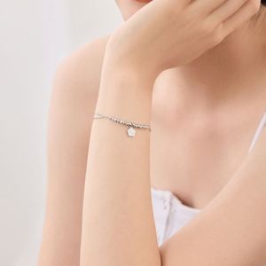 Dylam Luxurious Design S925 Silver Double Layers Chain Beads Five-petal Flower Pendant <b>Adjustable</b> Length Bangles & <b>Bracelets</b> - Product Image 3