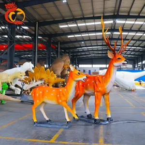 Life Size Animatronic Animal Simulator Sika Deer Statues Model For Show