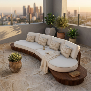 Juego de Sofás Curvos de Teca para Exteriores, Diseño Contemporáneo de Lujo, Muebles Duraderos para Patio, Terraza, Villa, Resort y Hotel - Product Image 2