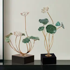 새로운 중국 연꽃 장식 조명 고급 예술과 공예 거실 TV 캐비닛 베란다 집들이 선물