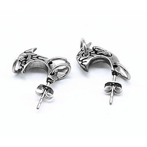 Pendientes yunnique con forma de luna creciente, poste para la oreja de acero y titanio para hombres y mujeres, color acero GZYE 0013 - Product Image 1
