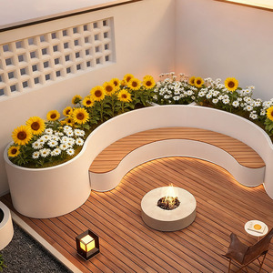 Fioriera <span class=keywords><strong>da</strong></span> <span class=keywords><strong>Giardino</strong></span> Moderna Grande e Irregolare con Panca Combinata, Personalizzabile, Verniciata a Polvere, Contenitore per Piante e Vasi - Product Image 2