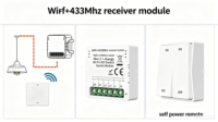 Mini Módulo de Interruptor Inteligente WiFi+433MHz de 2 Canales, Control por Aplicación TUYA, Autoalimentado, Sin Batería, Control Remoto Inalámbrico, Interruptor de Relé para PC de Uso Doméstico
