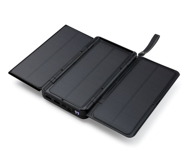 Innovative Products 2021 Portable Solar Power Bank with 3 Pcs Folded Solar Panels 20000mah Wireless Powerbank