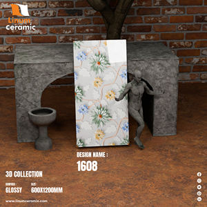 Azulejos 3D de alta calidad, azulejo esmaltado de porcelana vitrificada con flores blancas para el hogar, 600x1200 para decoración de lujo para sala de estar - Product Image 1