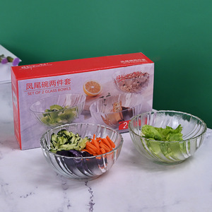 Bol en verre en forme de queue de phénix, bol à salade en verre résistant aux hautes températures, ensemble de 6 bols transparents en cristal pour la maison - Product Image 2