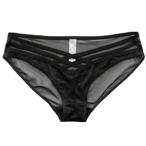 Lencería Sexy de Encaje para Mujer, con Tirantes, Hueca, de Cintura Baja, Transparente, de Malla, Tipo Triángulo - Product Image 1