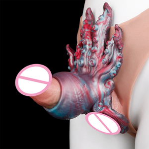 <b>Silicone</b> open-end Penis Sleeve with tentacle texture sex grinder for Clitoral friction fantasy knot penis enlarger for couples - Product Image 1