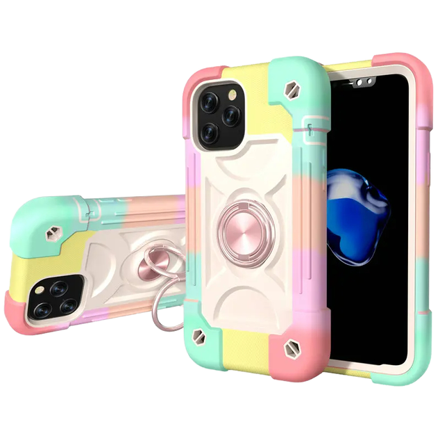 Luxury Heavy Duty for 15 Storage Case with Ring Holder Compatible for 13/14/15 Pro/XS Max/7/8 Shockproof Rugged Design