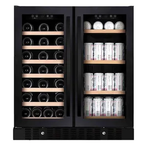 Vinopro 37 bottiglie + 95 lattine frigorifero per bevande e vino 176L frigorifero a bassa temperatura con porta in vetro pieno a doppia zona