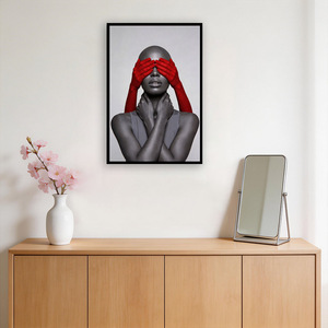 Cuadro Abstracto <span class=keywords><strong>de</strong></span> Alta Gama con Mano Roja Cubriendo los Ojos, Arte Mural Moderno y Estético en Lienzo <span class=keywords><strong>para</strong></span> Decoración <span class=keywords><strong>de</strong></span> Hoteles y Villas - Product Image 3