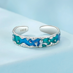925 Sterling-Silber Regenbogen <span class=keywords><strong>Aurora</strong></span> Sternring Der kleine Prinz und die Fox Öffnungsringe für Damen bunte stapelbare Party-Anillo SCR1021 - Product Image 3