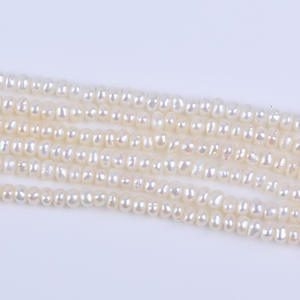 Perles plates blanches naturelles de 18 cm, 3,5-4 mm, pour la fabrication de bracelets faits main, perles roses semi-finies, en vrac - Product Image 2