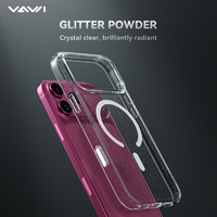 VAWI B470 Coque de protection magnétique transparente en cristal IMD personnalisée de luxe avec paillettes pour iPhone 18 17 Pro Max
