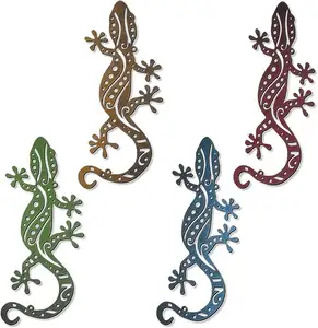 Arte de pared de Metal colgante para el hogar Gecko Animal forjado lagarto decoración de pared hecho a mano lagarto metálico animales decoración de pared para dormitorio