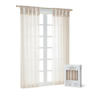 Rideaux Voilages Transparents Curatich à Tablier, Paire de Rideaux Élégants pour Salon, Taille Standard, Installation sur Tringle - Product Image 1
