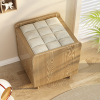Nid pour chat en bois massif moderne personnalisé, respirant, chaud, universel pour toutes les saisons, coussin amovible