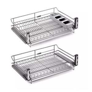 Supeni - Escurridor de Platos Extraíble para Gabinete de Cocina, Cesta de Drenaje de Doble Capa para Utensilios y Platos - Product Image 1