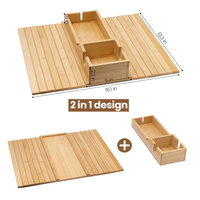 Plateau de canapé en bambou avec porte-gobelet amovible 2-en-1, antidérapant et pliable, pour accoudoir de canapé et fauteuil
