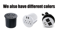 Prise de courant encastrée ronde européenne avec 1 prise et 2 ports USB-A, 10A, boîtier ignifuge, 110-250V, pour bureau et domicile