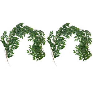 Ý ruscus cây xanh, 5.6ft Lụa Nhân Tạo bất động cảm ứng liễu lá vòng hoa, Faux wispy mộc mạc cây nho gốc Swag - Product Image 5