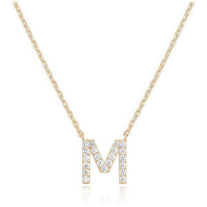 Pendentif lettre en or 18 carats avec zircon, collier pour femme, bijoux hip hop, 26 lettres anglaises, collier chaîne clavicule en acier inoxydable - Product Image 1