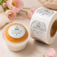 Étiquettes de gâteau durables avec autocollant adhésif en feuille d'argent pour l'emballage alimentaire, finition brillante, forme ronde