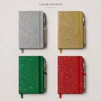 Ensemble de carnet de notes en cuir brillant A6 avec logo personnalisé, stylo en strass, bande élastique, pochette, agenda, cadeau écologique pour les fêtes