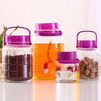 Bocal en verre de grande capacité 1L 2L 3L 5L 8L 10L 10L pour la fermentation, bocal à vin, distributeurs de boissons en verre avec robinet, vente en gros