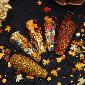 Paillettes pour ongles Automne Hiver, motifs feuille d'érable et flocon de neige, pour Noël et Thanksgiving, décoration d'ongles pour salon de manucure, vente en gros - Product Image 2