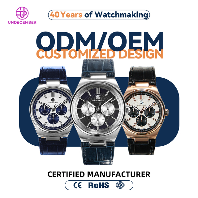 Undecember ODM/OEM Men's Classic Premium Leather Watch Wholesale Sapphire Crystal Dial Quartz Watches with Date 24-Hour Display