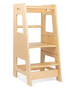 Sgabello Montessori regolabile in legno naturale <span class=keywords><strong>per</strong></span> bambini a gradino da cucina <span class=keywords><strong>per</strong></span> bambini <span class=keywords><strong>per</strong></span> bambini con piattaforma in piedi <span class=keywords><strong>sedia</strong></span> a misura di bambino - Product Image 1