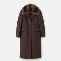 Manteau en laine pour femme avec col en fausse fourrure - Élégante veste longue d'hiver à simple boutonnage pour le bureau et le quotidien - Logo personnalisé