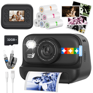 กล้องถ่ายรูปเด็กแบบพกพา รุ่น Printcamera ใช้เซ็นเซอร์ CMOS ขนาด 1/2.4 นิ้ว ตัวเครื่องทำจากพลาสติก ABS รองรับวิดีโอ 4K มุมกว้าง 180 องศา โฟกัสคงที่ หน้าจอ 2.4 นิ้ว - Product Image 1