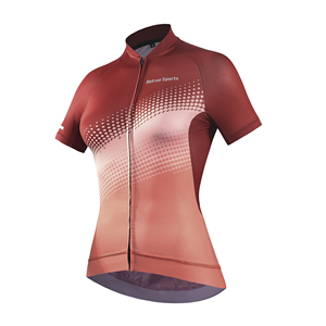 Maillot de <span class=keywords><strong>cyclisme</strong></span> personnalisé pour femmes, manches courtes, avec fermeture éclair intégrale, vêtements imprimés pour le vélo - Product Image 4