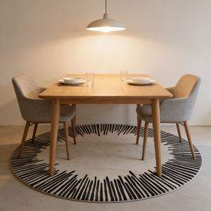 Tapis en laine naturelle de Nouvelle-Zélande fait main, à poils bouclés, à rayures noires et blanches, design moderne minimaliste haut de gamme, personnalisé - Product Image 5