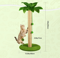 Arbre à chat en bois marron avec feuilles, structure d'escalade et griffoir, modèle Real Tree Tower