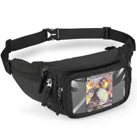 Riñonera Personalizada con Ventana Transparente para Tarjetas Coleccionables, de Poliéster, con Cierre de Cremallera, Impermeable, Unisex, para Uso en Exteriores, Portátil