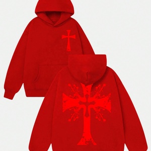 Sudadera con Capucha Oversize de Otoño para Hombre, 400Gsm, Diseño Gráfico Cruzado con Estampado Digital, Hombro Caído, Bolsillos Cuadrados, Fabricación OEM Personalizada - Product Image 2