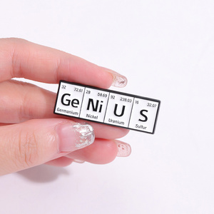 Alfileres de esmalte de elementos químicos personalizados <span class=keywords><strong>PO</strong></span> W ER GE NI U S Punk broches insignias de solapa tema joyería regalo para estudiantes amigos - Product Image 4