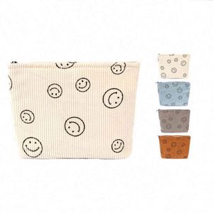 Bolsa de Maquillaje de Pana con Cara Sonriente, Linda y Portátil, Estilo Ins, para Viajes, Bolsa de Almacenamiento de Cosméticos - Product Image 2