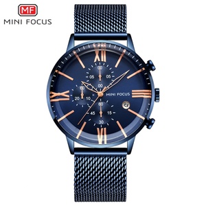 นาฬิกาข้อมือควอตซ์ผู้ชาย Mini Focus 0236G ดีไซน์เรียบง่ายแบบ OEM แสดงวันที่และวันในสัปดาห์ สายแบบตาข่าย โครโนกราฟ สปอร์ต Montre Pour Homme - Product Image 2