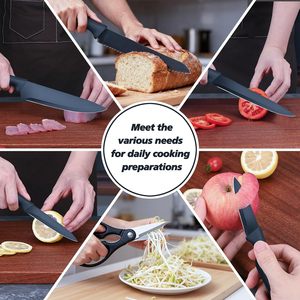 Ensemble de couteaux de cuisine en acier inoxydable avec manches en PP, ciseaux, couteau de chef, couteau à éplucher, couteau à découper la viande - Product Image 5