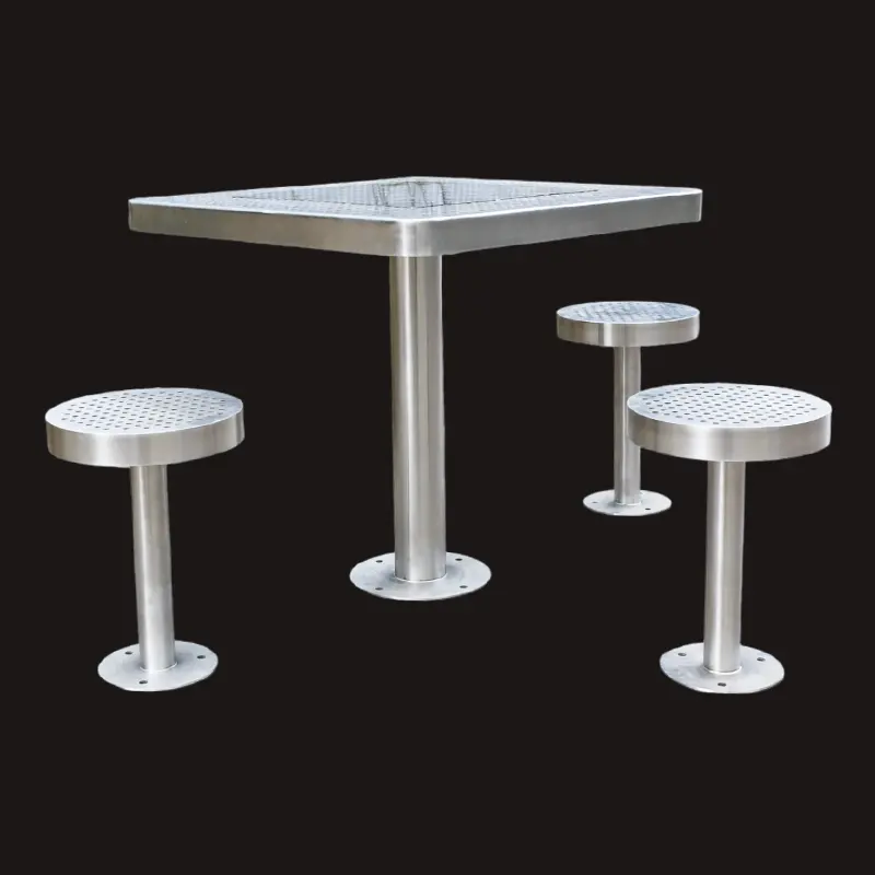 3 seats commercial outdoor stainless table patio coffee table garden dinning table for Scenic Spot