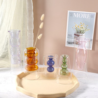 Vase en verre coloré simple moderne nordique créatif double couche vase transparent restaurant décoration de bureau