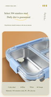 Boîte à lunch thermique sans BPA, compatible micro-ondes, compartiments hermétiques anti-odeurs, couvercle en acier inoxydable - 3 compartiments pour diviser les repas