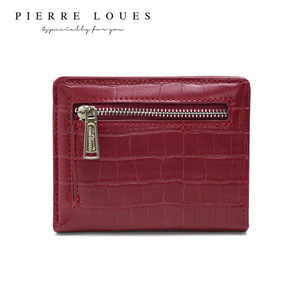 Portefeuille court pour femme Pierre Loues, motif crocodile, à double pli, plusieurs emplacements pour cartes, fermeture éclair, rose - Product Image 2