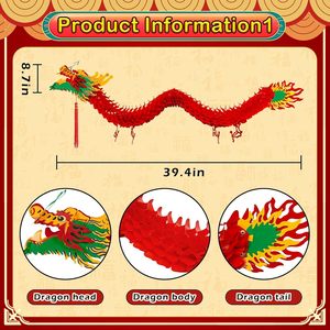 3D rode papieren drakenlantaarns 12 rode lantaarns handgemaakte waterdichte plastic papieren decoraties voor Chinese nieuwjaarsfestivals - Product Image 4