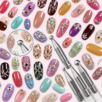 Professionnel 4-en-1 Nail Art Dotting Pen DIY Nail Point Pen avec plusieurs tailles pour outils de peinture à ongles Rhinestone Picker